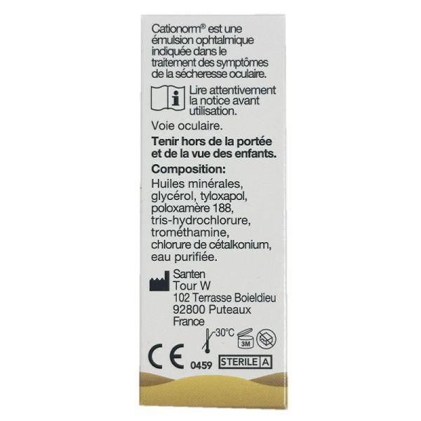 Cationorm Émulsion Ophtalmique 10 ml - Hydratation et confort des yeux secs