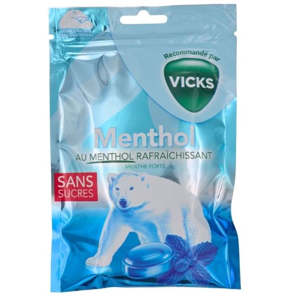 VICKS Menthol au Menthol Rafraîchissant Menthe Forte Sans Sucres 72 g - Sensation immédiate de fraîcheur