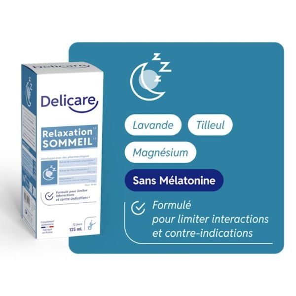 Delicare Relaxation Sommeil 125 ml - Aide à trouver un meilleur sommeil et diminue la nervosité