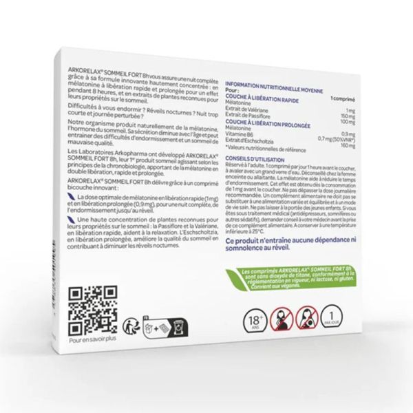 Arkopharma Arkorelax Sommeil Fort 8H20 comprimés 10 Offerts