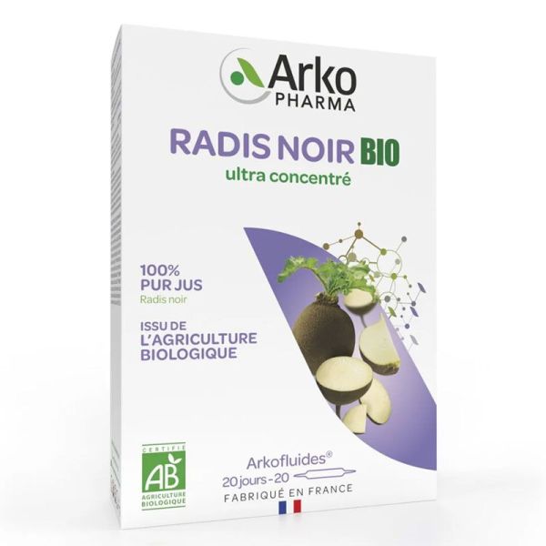 Arkopharma Arkofluides Radis Noir Bio - 20 ampoules -  Solution buvable d’origine végétale