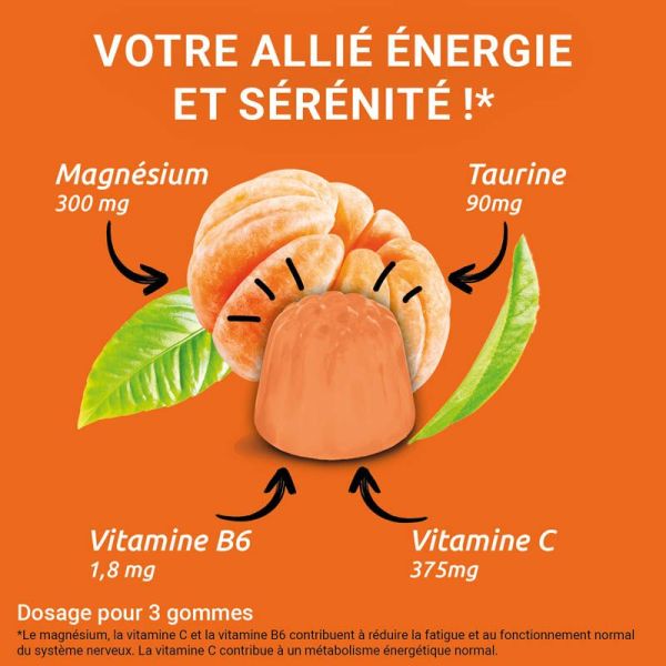 Mag 2 Boost Energie Nervosité - 45 Gommes - Saveur Mandarine - Apporte Énergie et Vitalité