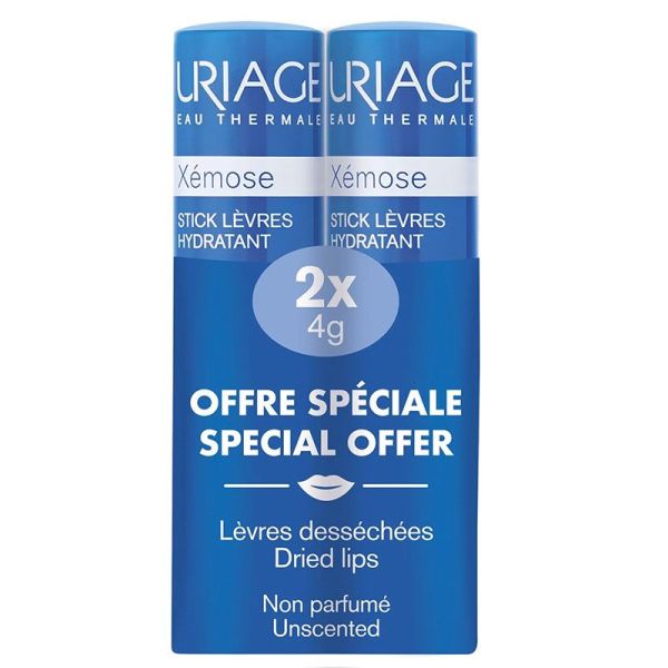 Uriage Xémose Stick Lèvres Hydratant – Lot de 2 x 4 g - Soin Réparateur et Protecteur