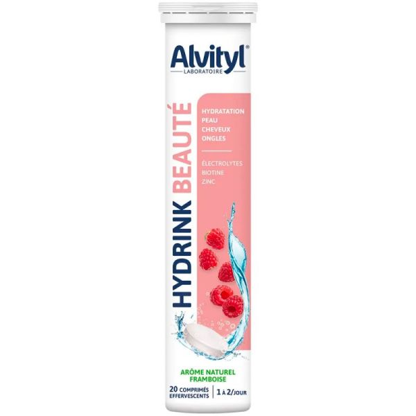 Alvityl Hydrink Beauté - 20 Comprimés Effervescents - Hydratation et éclat de la peau, cheveux, ongles