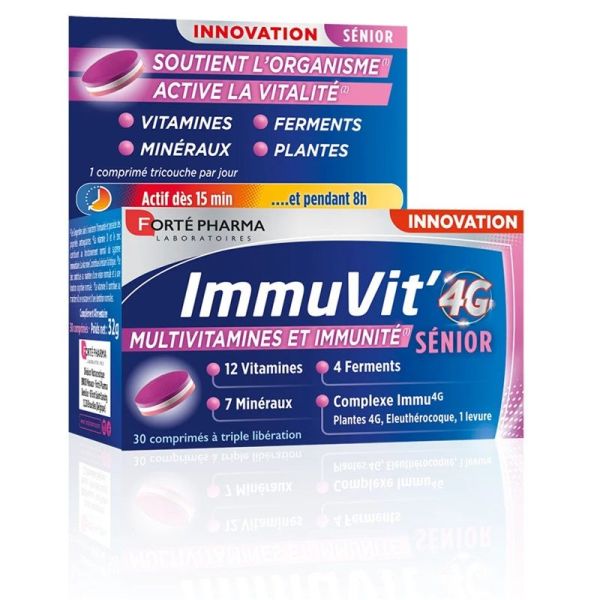 Forté Pharma ImmuVit'4G Sénior Multivitamines et Immunité - 30 Comprimés