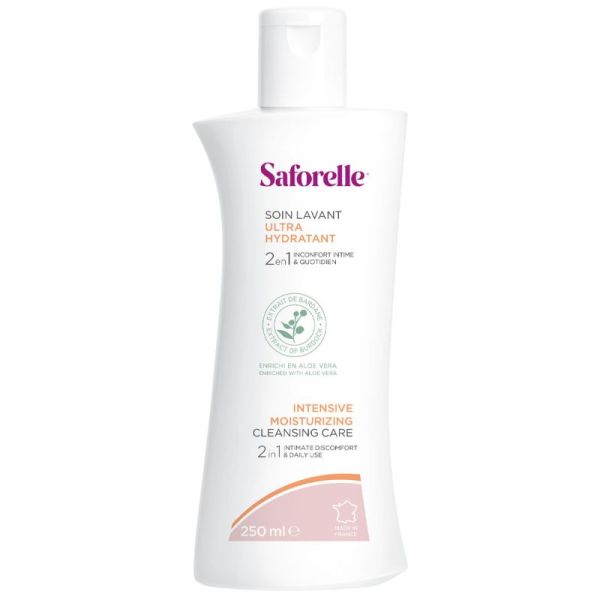 Saforelle Soin Lavant Ultra Hydratant 250 ml - Hygiène intime et corporelle peaux sèches et sensibles
