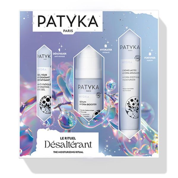 Patyka Coffret Noël Hydra 2024 - Le Rituel Désaltérant BIO - Sérum + Gel Yeux + Crème Lactée