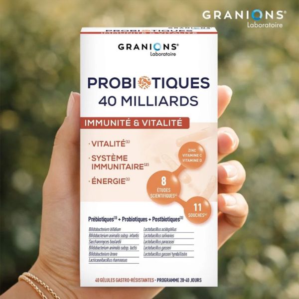 Granions Probiotiques 40 Milliards Immunité & Vitalité 40 gélules – Énergie