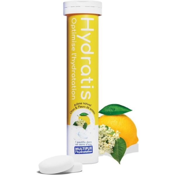 Hydratis Pastilles de Réhydratation - 10 pastilles effervescentes - Saveur Citron/Sureau - Réhydrate et stimule