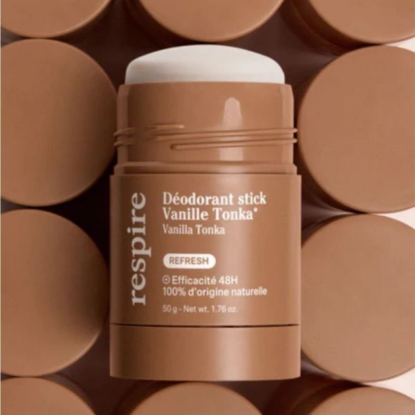 Respire Déodorant Stick Vanille Tonka 50g - Efficacité 48h naturelle et emballage zéro plastique
