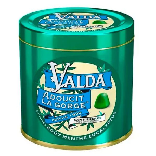 Valda Gommes Sans Sucres - Goût Menthe Eucalyptus - Adoucit & Apaise la Gorge -  160g