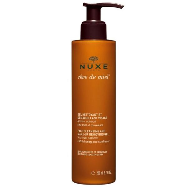 Nuxe Rêve de Miel Gel Nettoyant et Démaquillant Visage 200 ml - Apaise les peaux sèches et sensibles