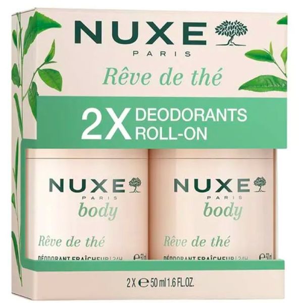 Nuxe Body Rêve de Thé Déodorant Fraîcheur 24H - Lot de 2 x 50 ml - Protection naturelle et fraîcheur
