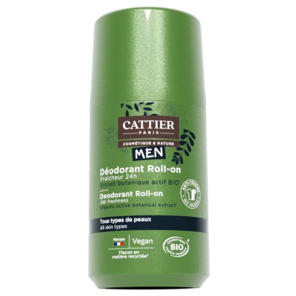 Cattier Men Déodorant Roll-On Bio 50ml – Fraîcheur et protection 24H