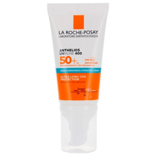 La Roche-Posay Anthelios UVmune 400 Crème Hydratante SPF50+ Sans Parfum - 50 ml - Haute protection, hydratation