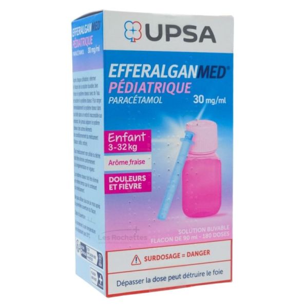 Efferalganmed 30 mg/ml - Solution buvable 90 ml arôme fraise
