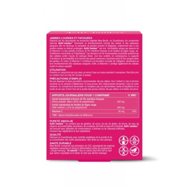 New Nordic Activ'Jambes 90 Comprimés - Soulage les jambes lourdes et stimule la circulation