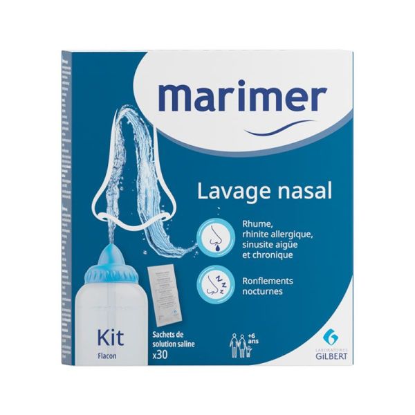 Marimer Kit Lavage Nasal - Flacon + 30 Sachets de Solution Saline