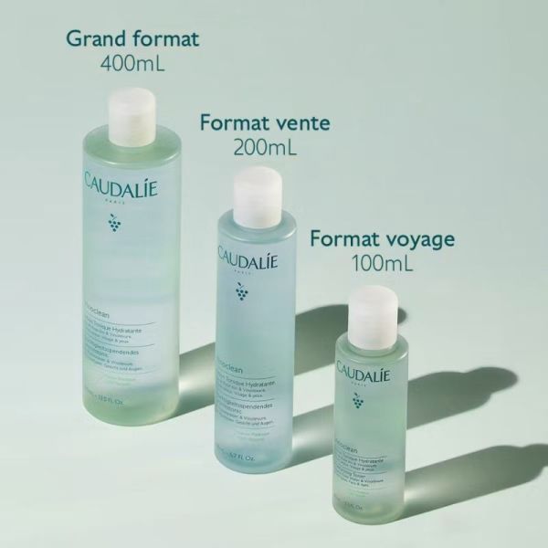Caudalie Vinoclean Lotion Tonique Hydratante à l'Eau de Rose Bio 100ml - Tonifie, hydrate et parfait le démaquillage sans alcool