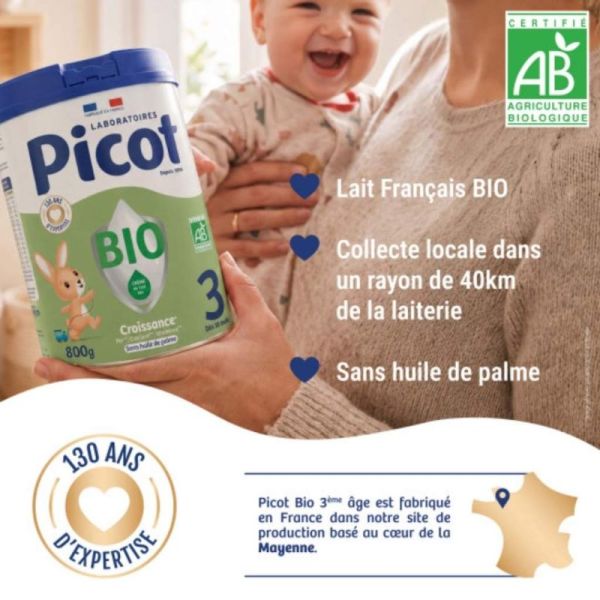 Picot Bio 3ème âge (dès 10 mois) 800 g lait en poudre - Soutient le système immunitaire