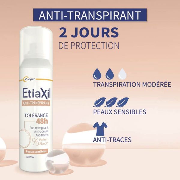 Etiaxil Anti-Transpirant Tolérance Spray 48H - Lot de 2 x 150ml