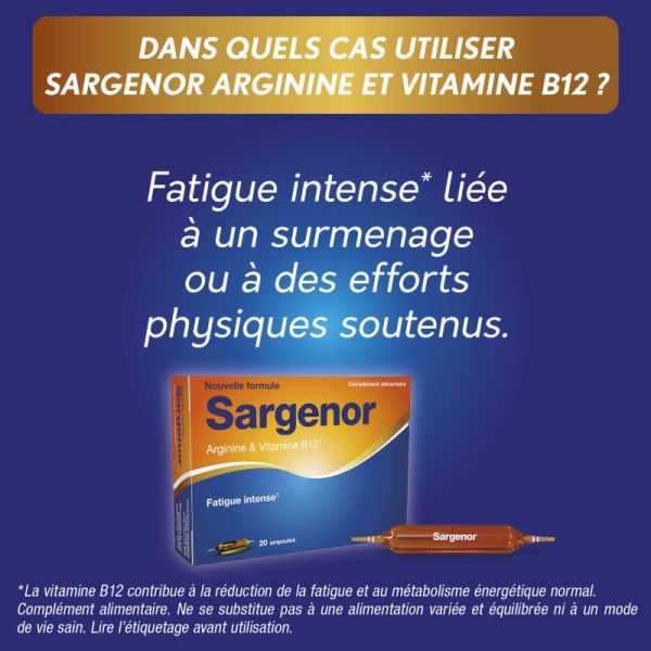 Sargenor 1G/5 Fatigue Passagère - 20 ampoules - Stimulation de l’organisme en cas de fatigue