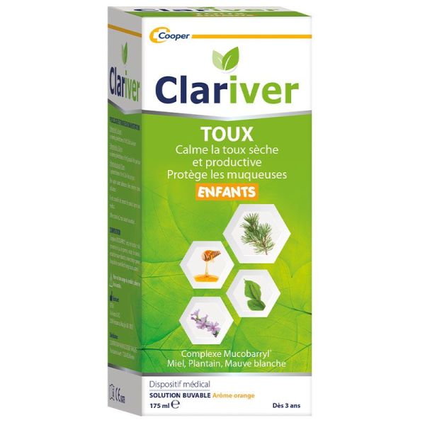 Clariver Toux Solution Buvable Dès 3 ans - 175ml - Soulage et protège les voies respiratoires