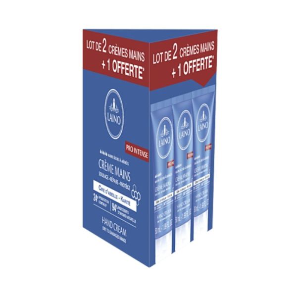 Laino Crème Mains Sèches à Abîmées - Lot de 3 x 50 ml dont 1 OFFERTE