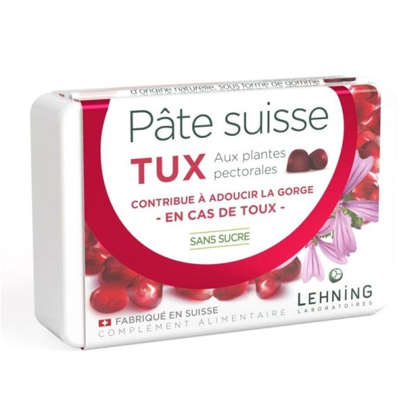 Pâte Suisse TUX Adoucit la Gorge en Cas de Toux - 40 Gommes