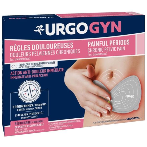 UrgoGyn Patch Électrothérapie - Règles douloureuses, douleurs pelviennes, endométriose, rechargeable