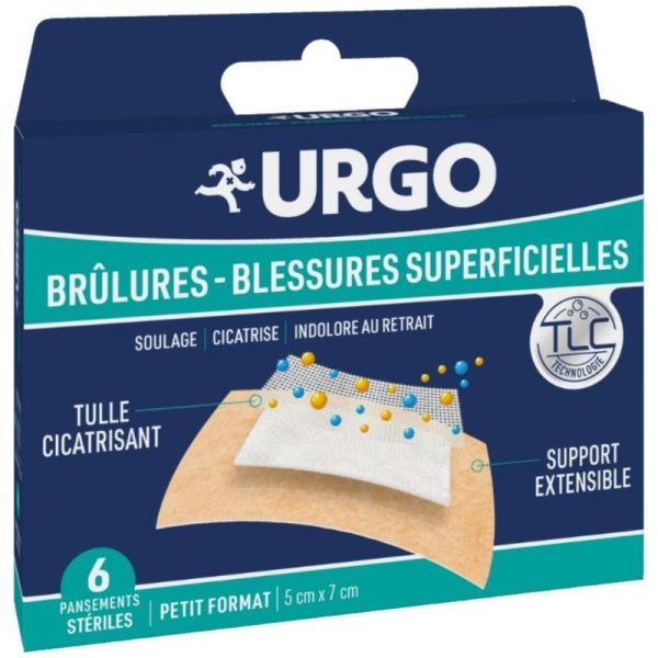 Urgo Pansements Brûlures & Blessures Superficielles 5 × 7 cm - 6 Pansements Stériles