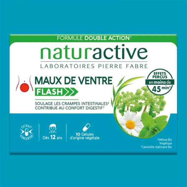 Naturactive Maux de Ventre Flash 10 gélules – Soulage les crampes intestinales