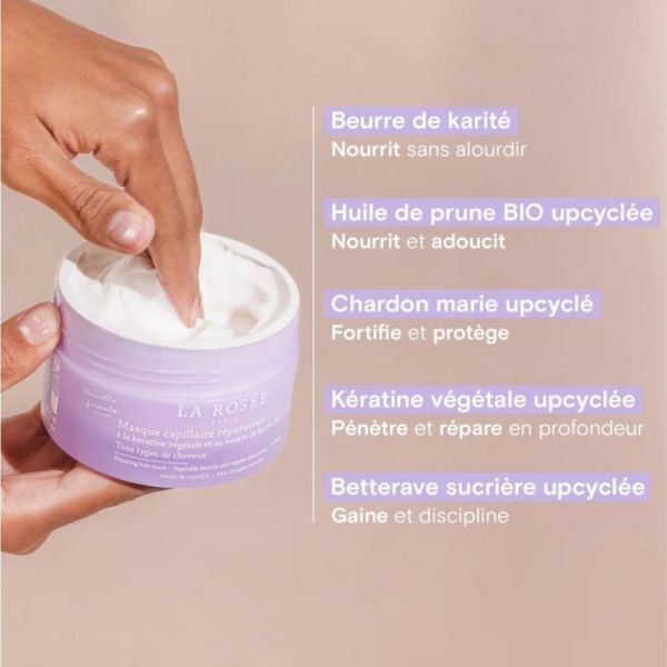 La Rosée Masque Capillaire Réparateur 200ml - Kératine végétale et beurre de karité bio