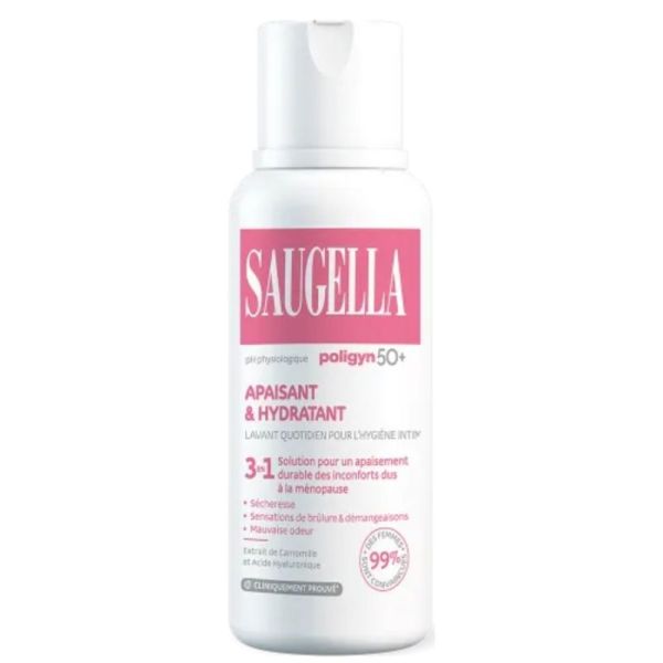 SAUGELLA Poligyn 50+ Apaisant & Hydratant Soin lavant Intime 500 ml - Solution 3-en-1 apaisante pour les inconforts de la ménopause