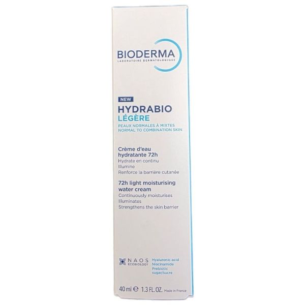 Bioderma Hydrabio Légère Crème d'Eau Hydratante 72h - 40 ml - Peaux normales à mixtes