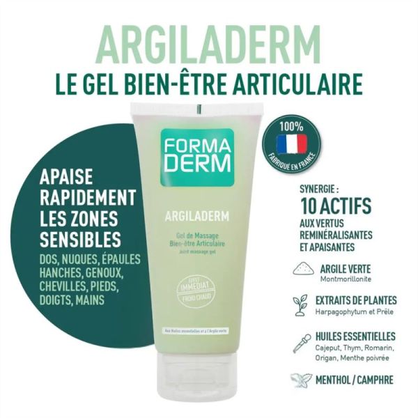 Formaderm Gel Argile Verte Argiladerm 100ml – Articulations, tendons et muscles