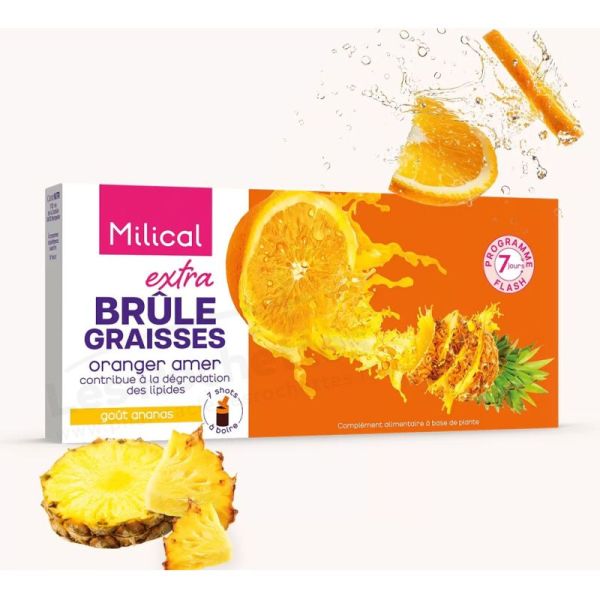 Milical Extra Brûle-graisses Shots Ananas 7 jours - Favorise la dégradation des lipides
