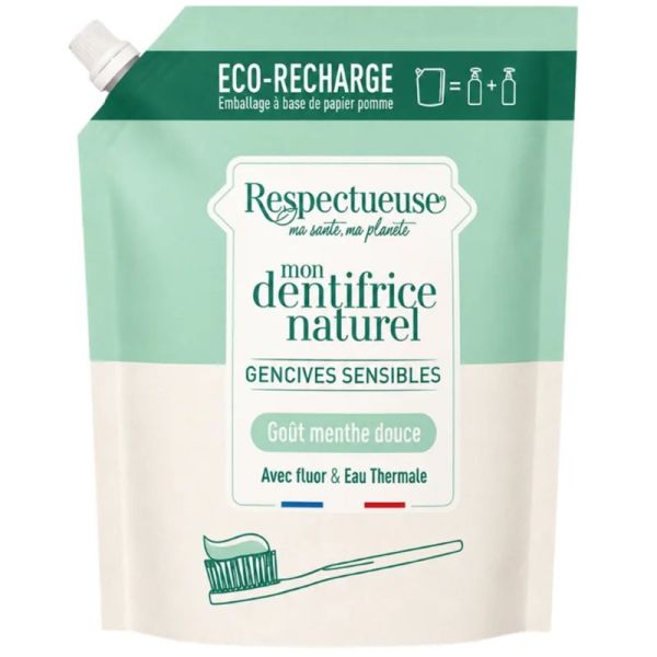 Respectueuse Dentifrice Naturel Gencives Sensibles Recharge 150ml – Apaisant et protection