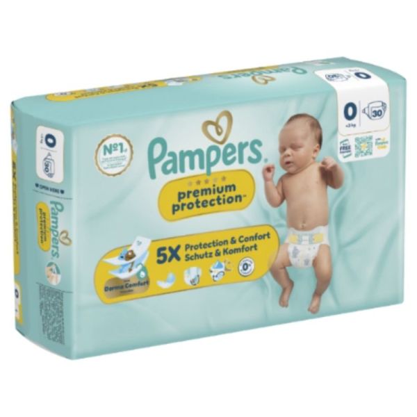 Pampers Premium Protection Couches Taille 0 Moins de 3kg X30 – Confort et sécurité