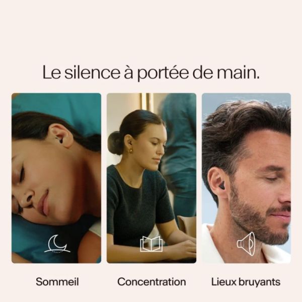 Alpine Silence Black Paire de bouchons d'oreille - Calme ultime pour la concentration, le sommeil et les voyages