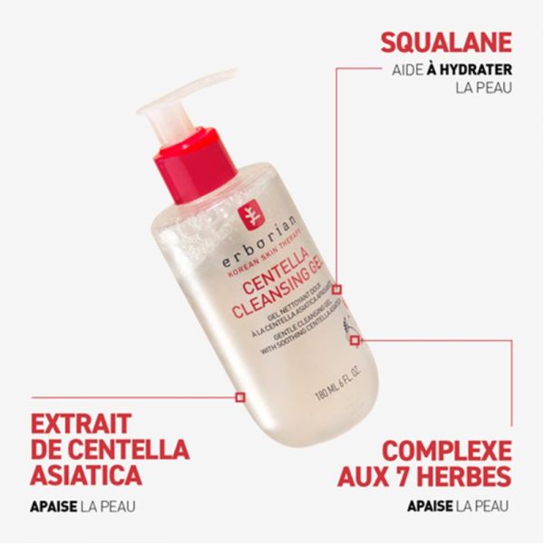 Erborian Centella Cleansing Gel 180ml – Gel nettoyant doux quotidien apaisant