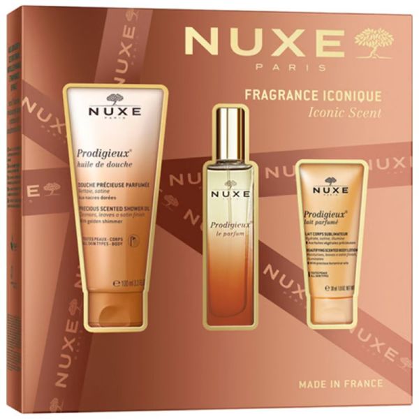 Nuxe Coffret Fragrance Iconique - Parfum Prodigieux + Huile de Douche Prodigieux + Lait Corps Prodigieux