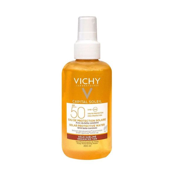 Vichy Capital Soleil Eau de Protection Solaire SPF50 - 200 ml - Haute Protection & Effet Fraîcheur