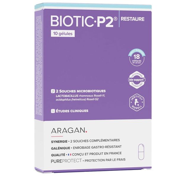 Aragan Biotic P2 Restaure 10 gélules - Équilibre de la flore intestinale