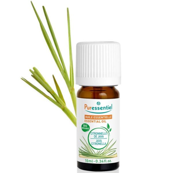 Puressentiel Huile Essentielle Citronnelle de Java Bio 10 ml – Répulsif moustiques et purifiant de l'air