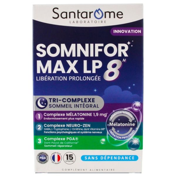 Santarome Somniflor Max LP 8H - 15 Comprimés - Sommeil profond et réparateur