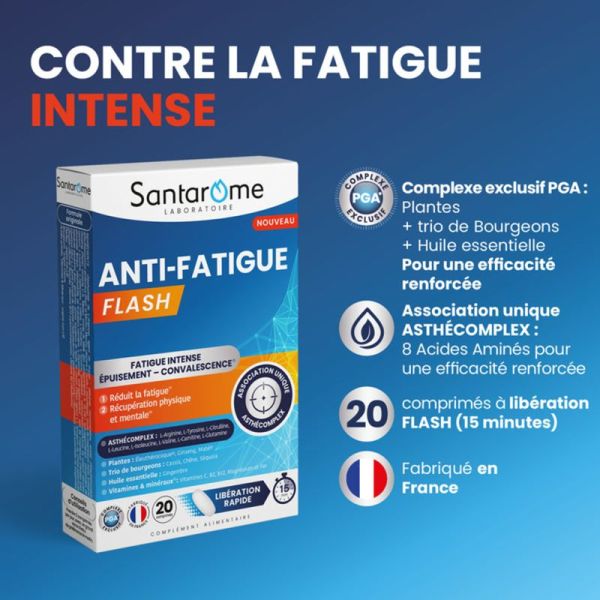 Santarome Anti-Fatigue Flash 20 Comprimés – Énergie et vitalité
