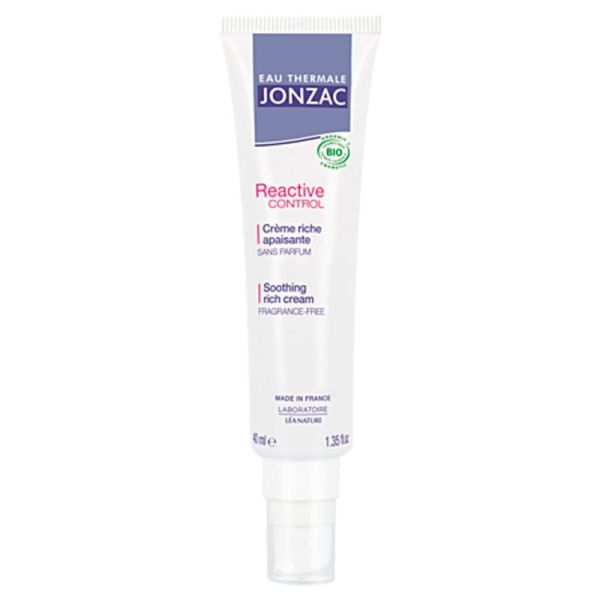 Jonzac Reactive Control Crème Riche Apaisante Bio - Peaux Sèches & Réactives - 40 ml