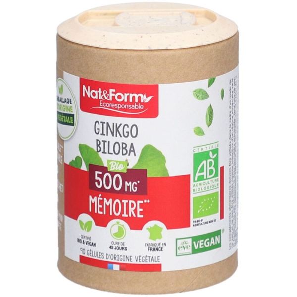 Nat&Form Ginkgo Biloba Bio - Soutien de la mémoire et des fonctions cognitives