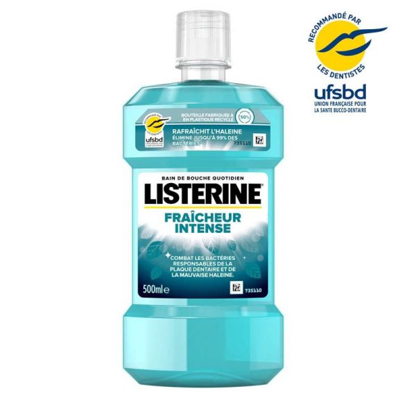 Listerine Bain de Bouche Fraîcheur Intense - 500 ml - Rafraîchit l'haleine et élimine les bactéries